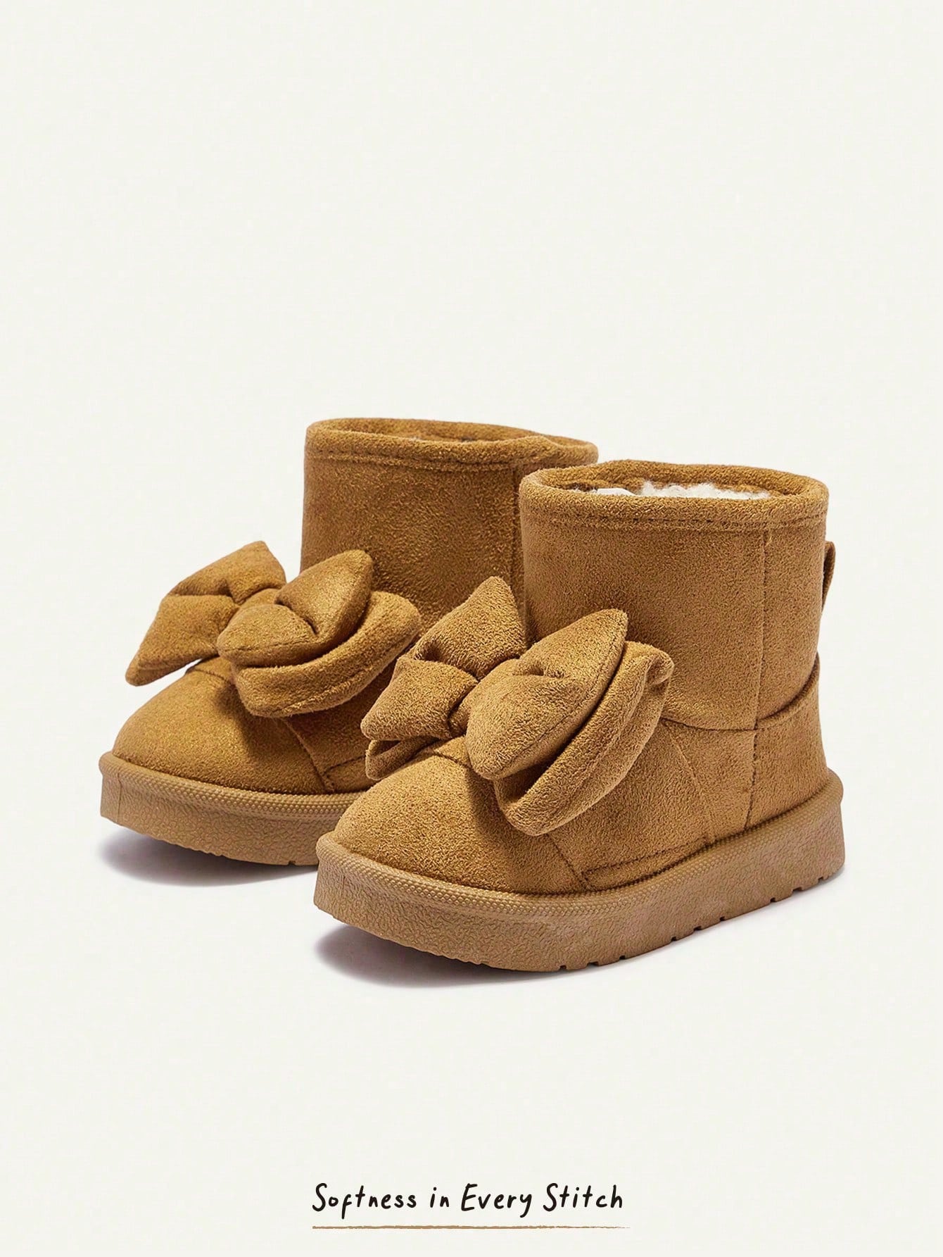 Bow Decor Round Toe Flat Comfortable Casual Slip-On Boots
