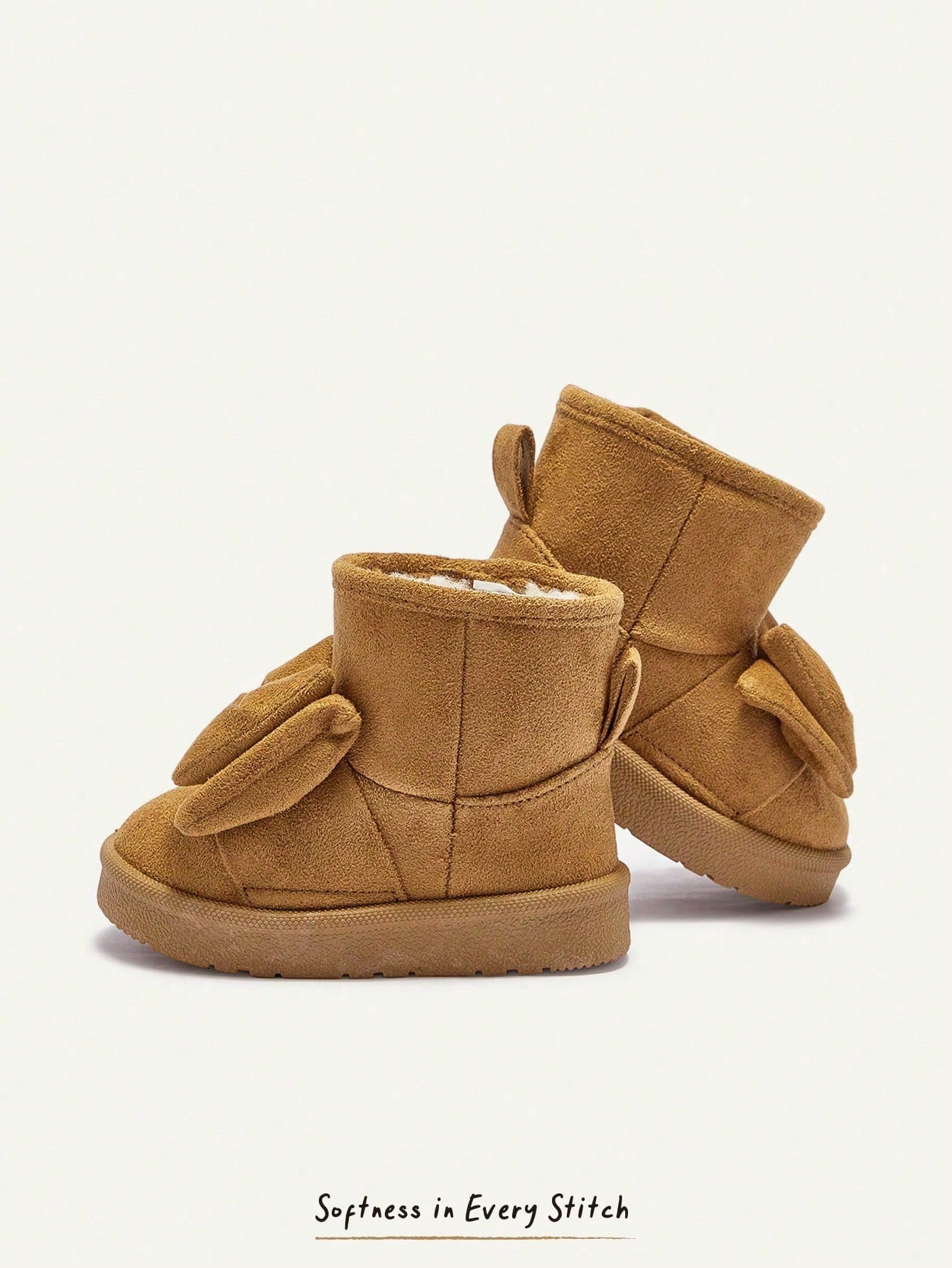 Bow Decor Round Toe Flat Comfortable Casual Slip-On Boots