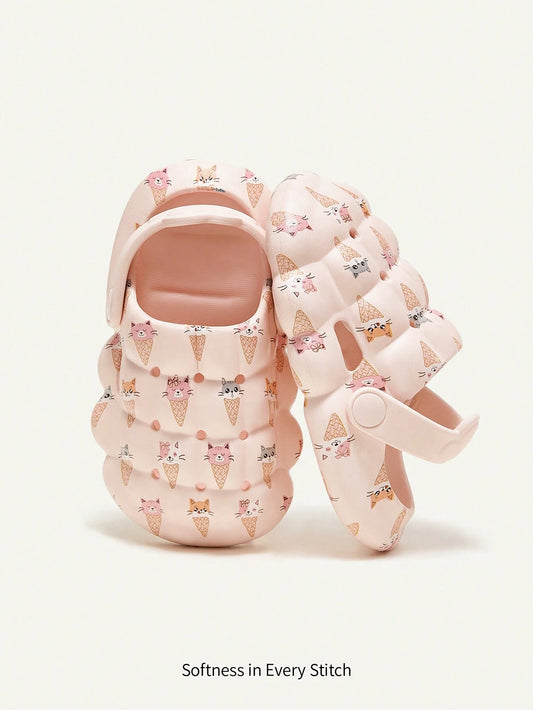 Girls' Cute Cat Cartoon Hole Shoes