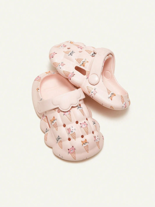 Girls' Cute Cat Cartoon Hole Shoes