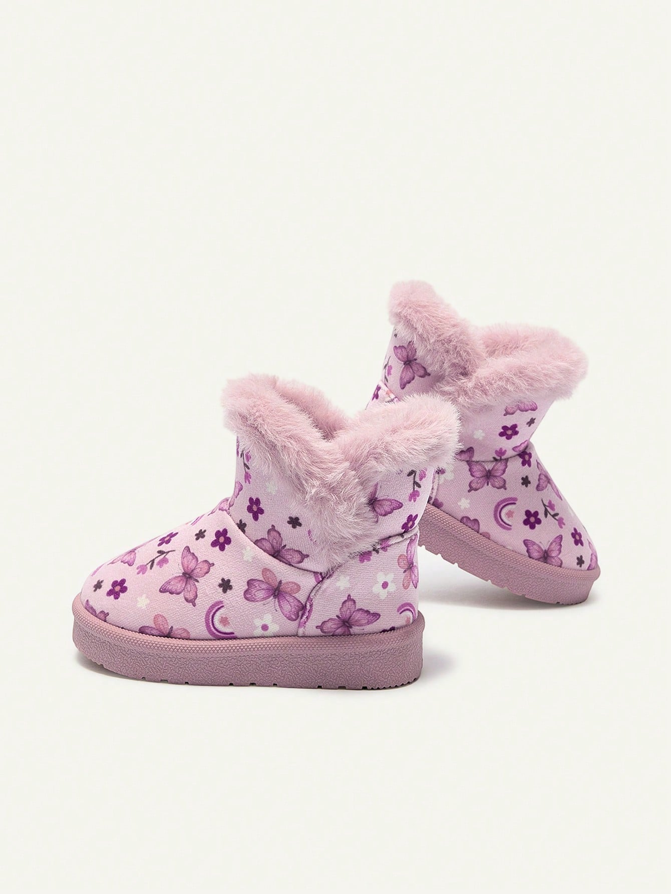 Butterfly Pink Fashionable Design Plush-lined Snow Boots
