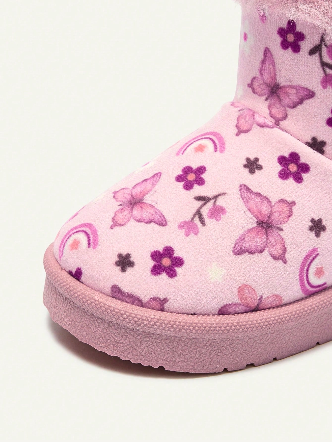 Butterfly Pink Fashionable Design Plush-lined Snow Boots