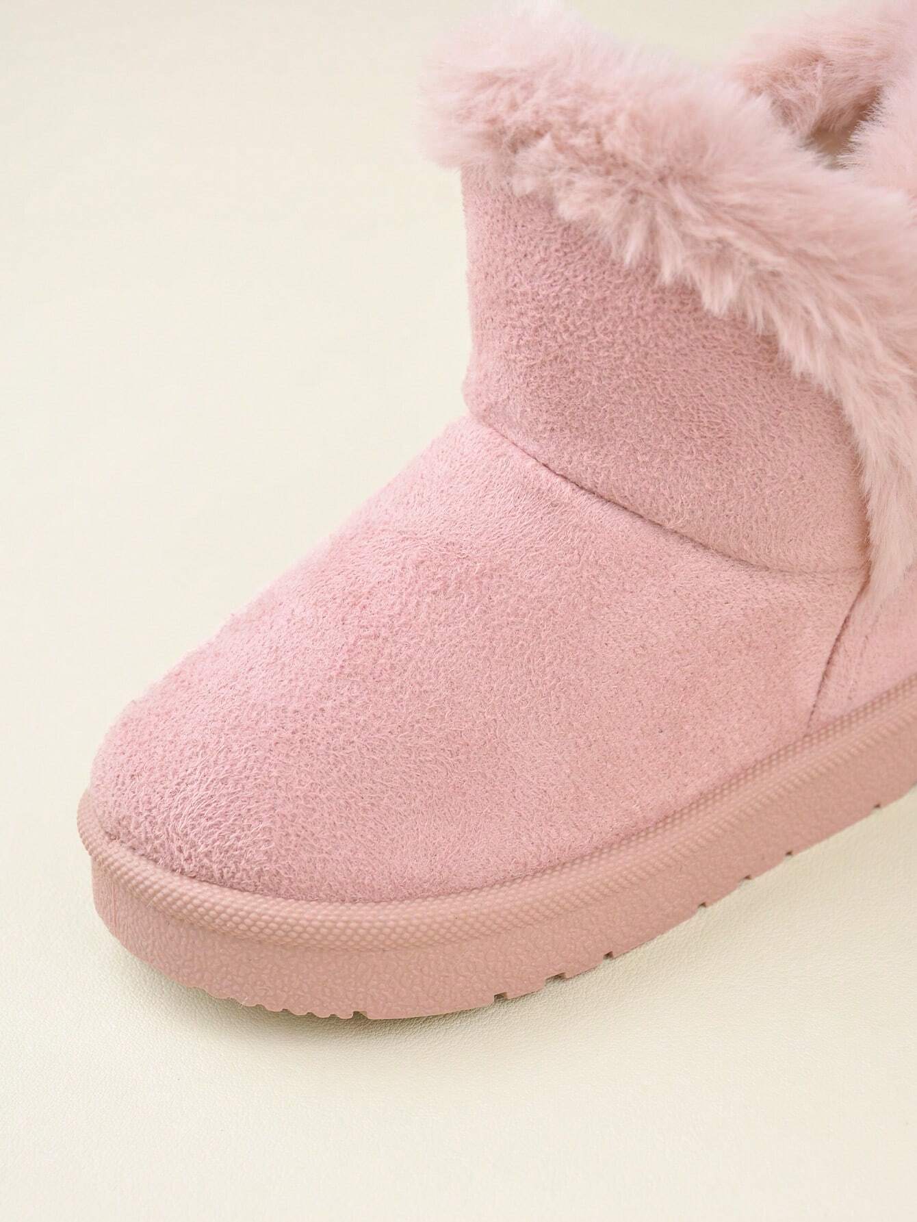 Pink Fashionable Design Plush-lined Snow Boots