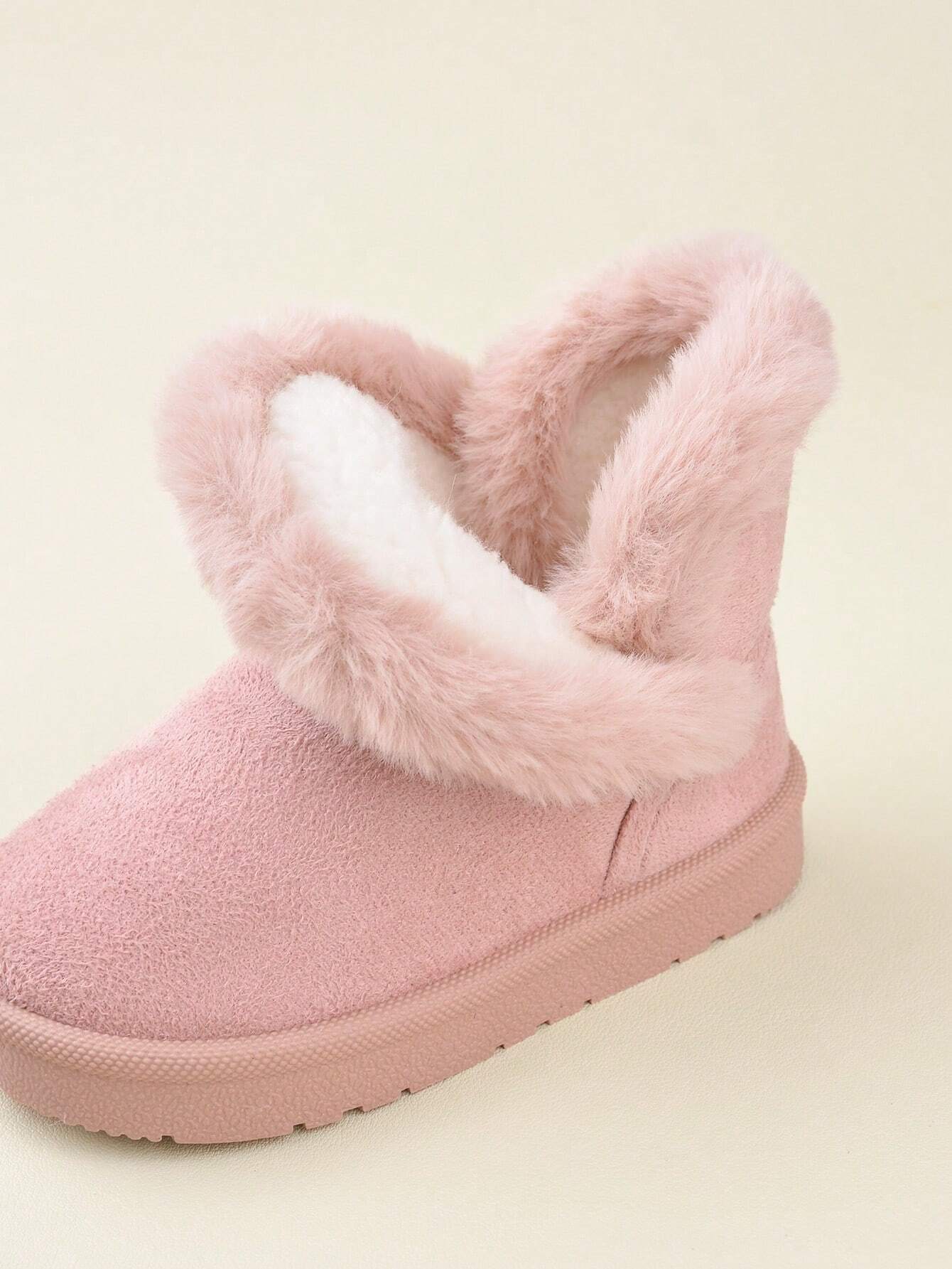 Pink Fashionable Design Plush-lined Snow Boots