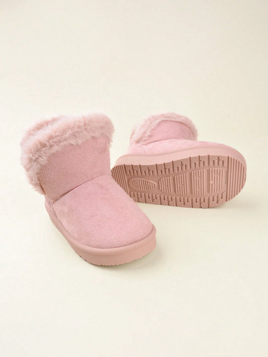 Pink Fashionable Design Plush-lined Snow Boots