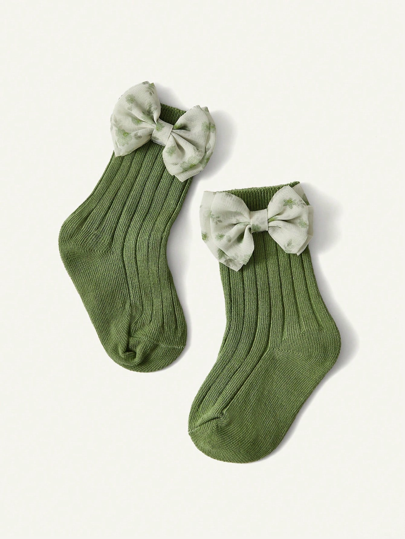 Cozy Pixies Green Baby Socks With Bow Decor