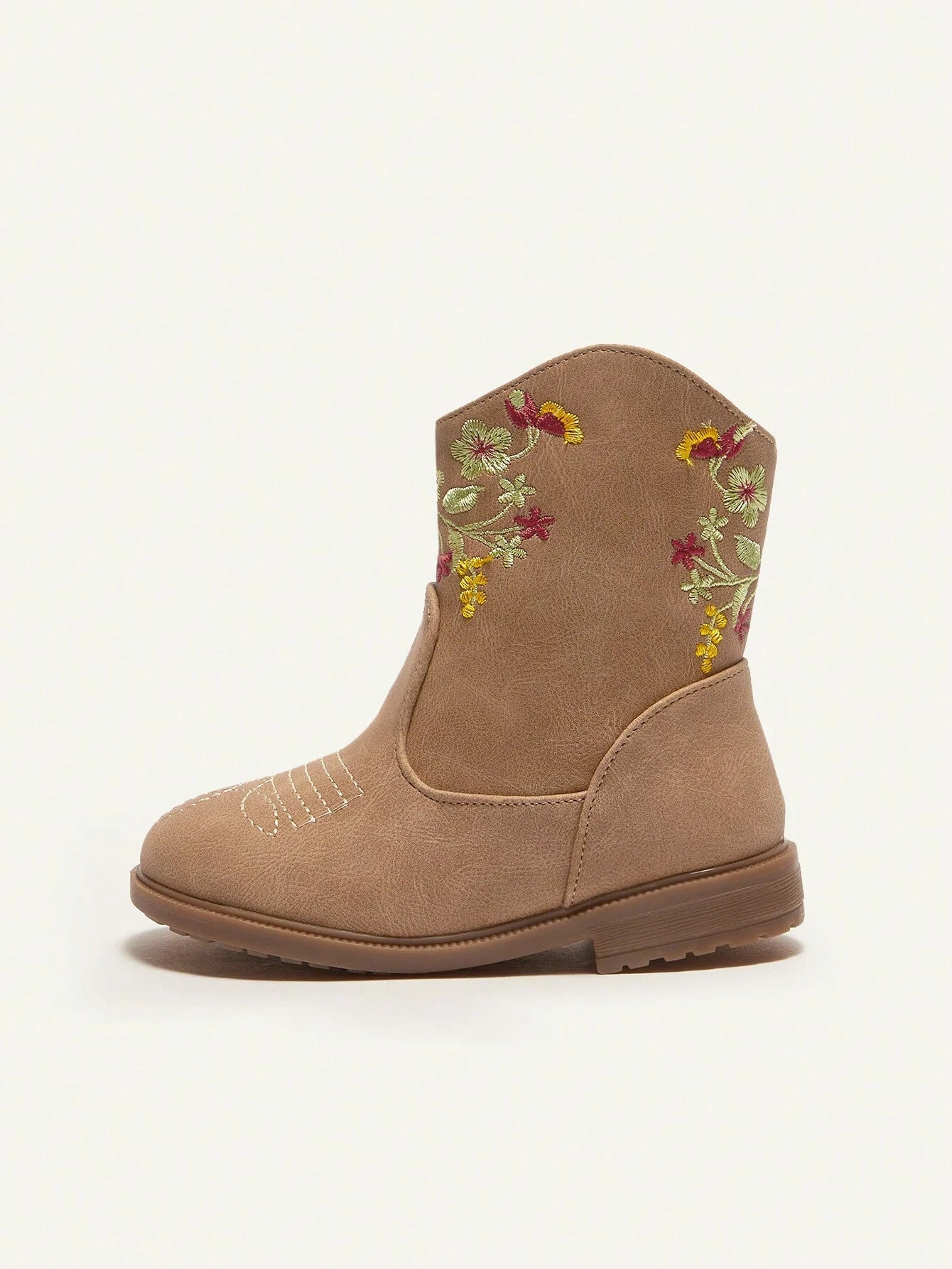Embroidery Breathable Flat Ankle Boots With Zipper