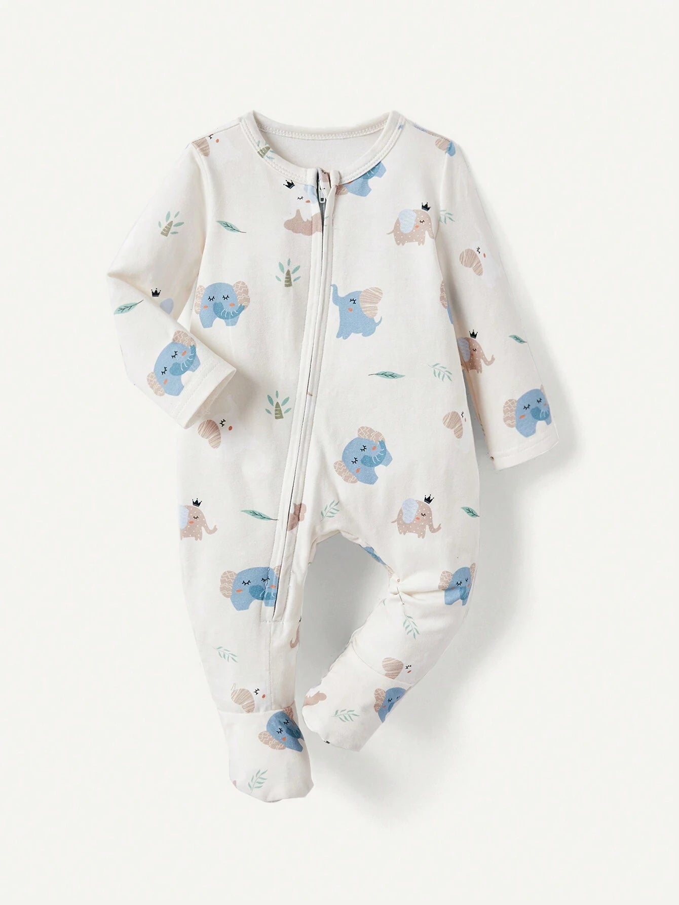 Cozy Pixies Newborn Baby Boy Cartoon Pattern Round Neck Long Sleeve Romper And Pants Set Matching Set