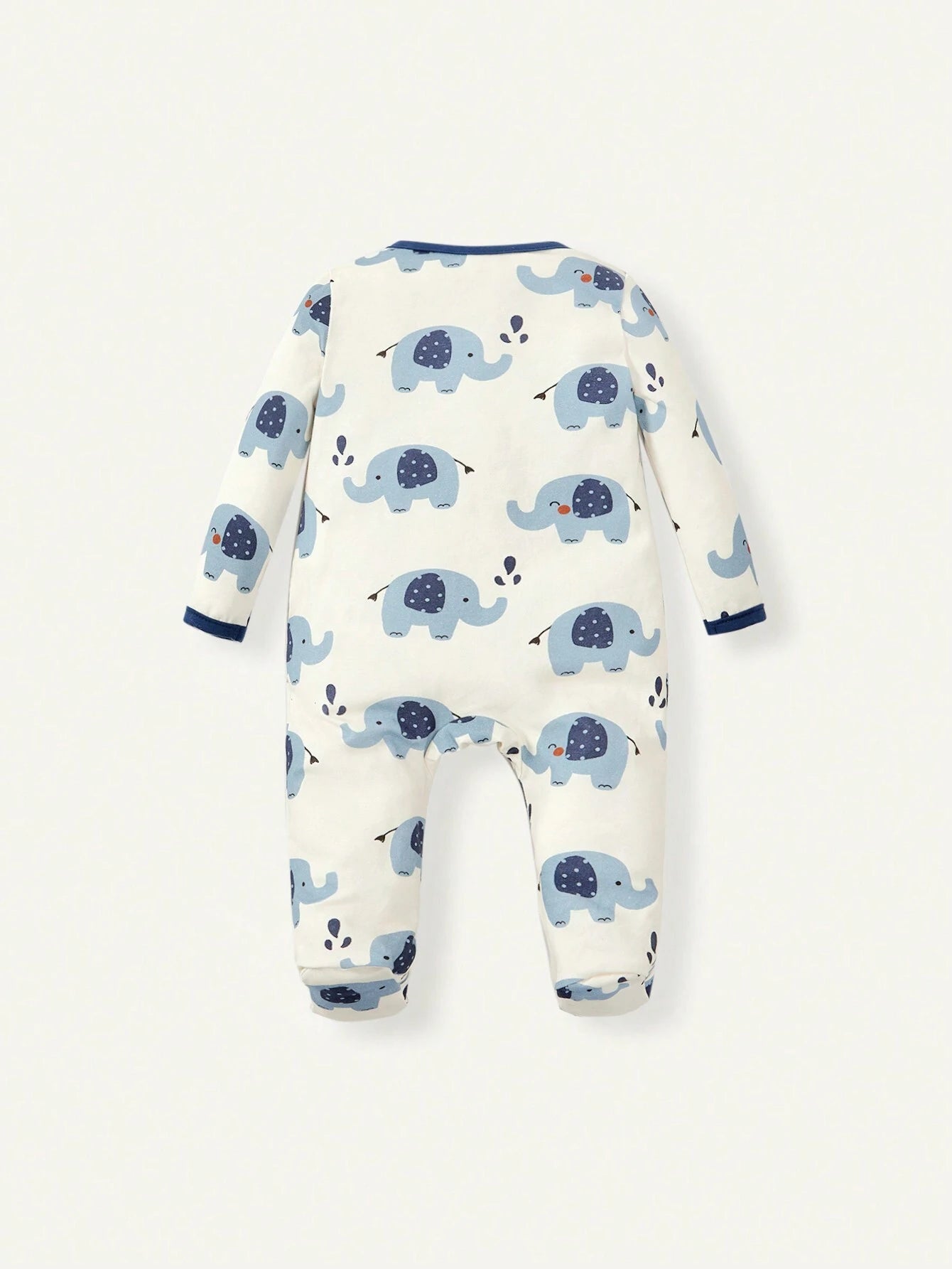 Cozy Pixies Newborn Baby Boy Cute Elephant Print Round Neck Long Sleeve Jumpsuit Set
