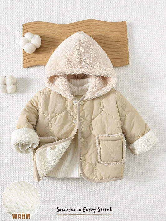 Hooded Jacket,Thermal Lined Thick Long Sleeve Jacket For Toddler Girls and Boys