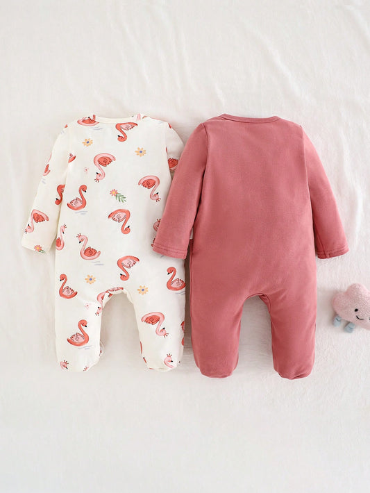 Cozy Pixies Newborn Baby Girl Ballet Girl Graphic Knitted Soft Crew Neck Long Sleeve Jumpsuit With Pants