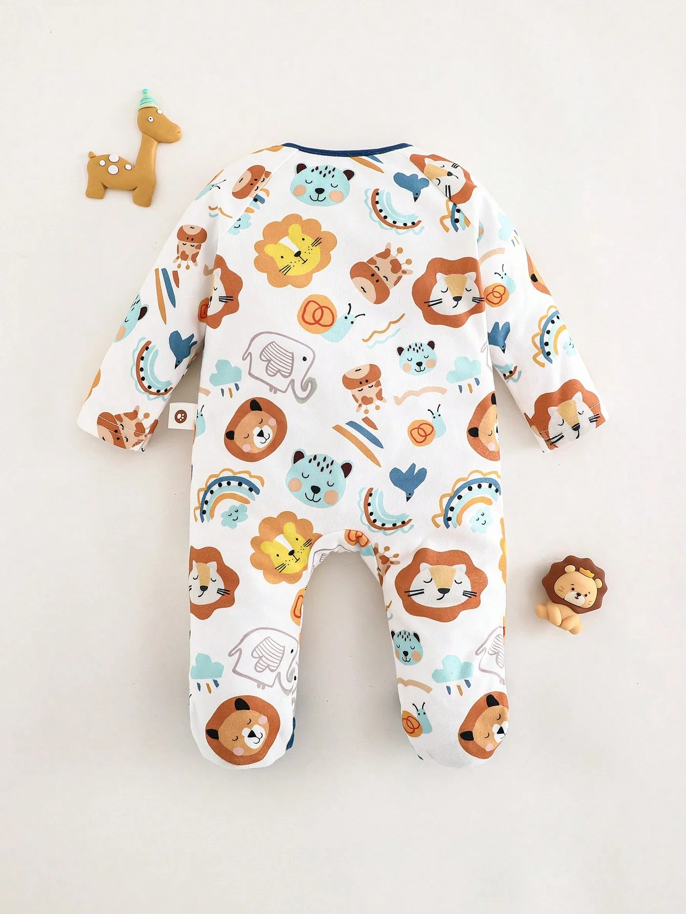 Cozy Pixies Newborn Baby Girl Cartoon Lion Print Knit Soft Round Neck Long Sleeve Romper With Pants