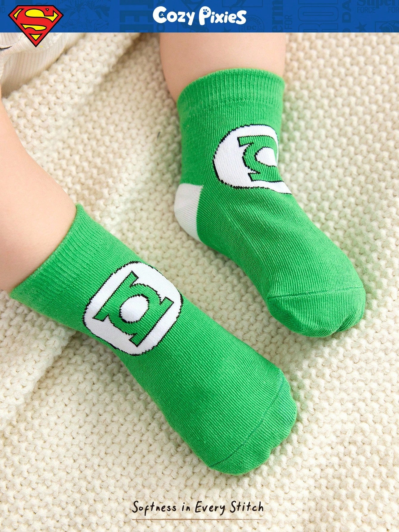 Cozy Pixies SUPERMAN X Cozy Pixies 5 Pairs Soft & Comfortable Baby Socks