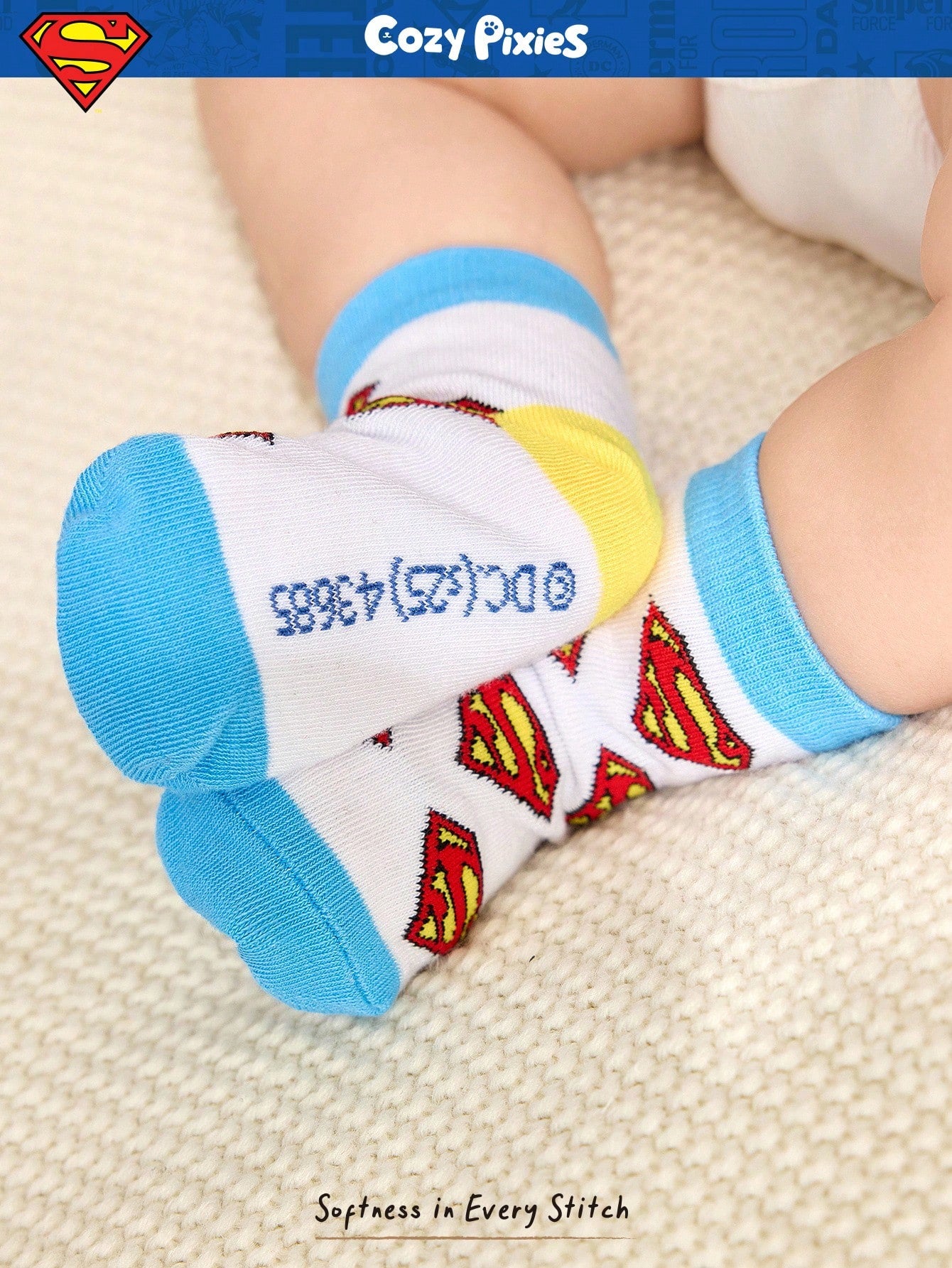 Cozy Pixies SUPERMAN X Cozy Pixies 5 Pairs Soft & Comfortable Baby Socks