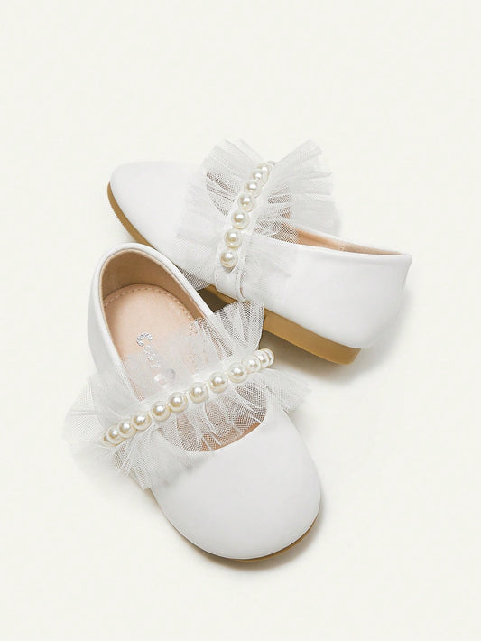 Lace & Faux Pearl Adorable Flat Shoes