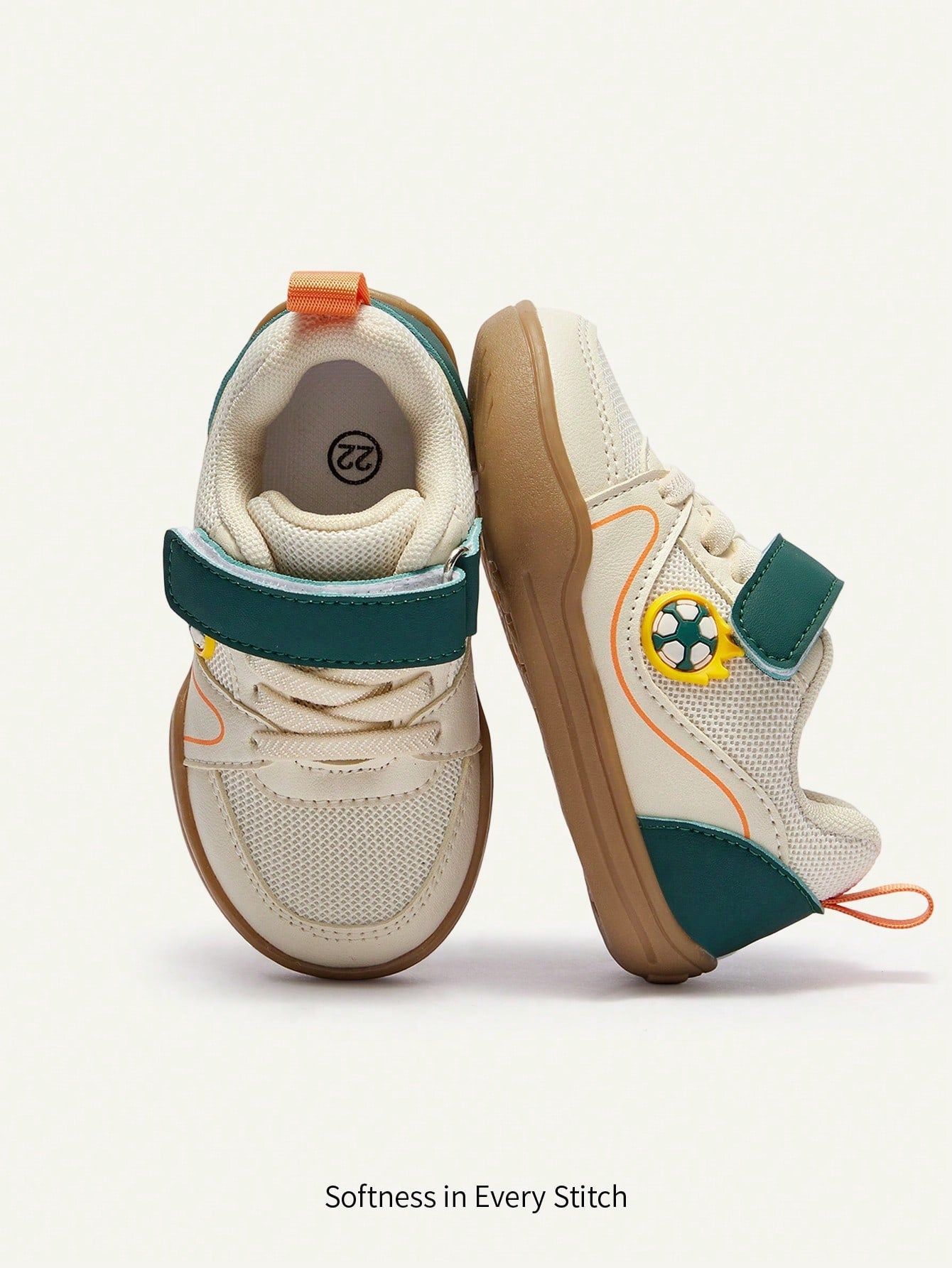 Mesh Football Brown Green Flat Bottom Baby Sneakers