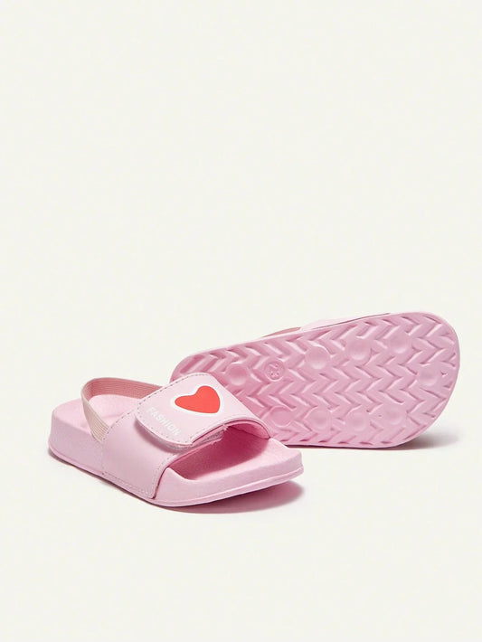 Versatile Heart Pattern Anti-Slip Beach Sandals, Cute Outdoor Baby Slippers