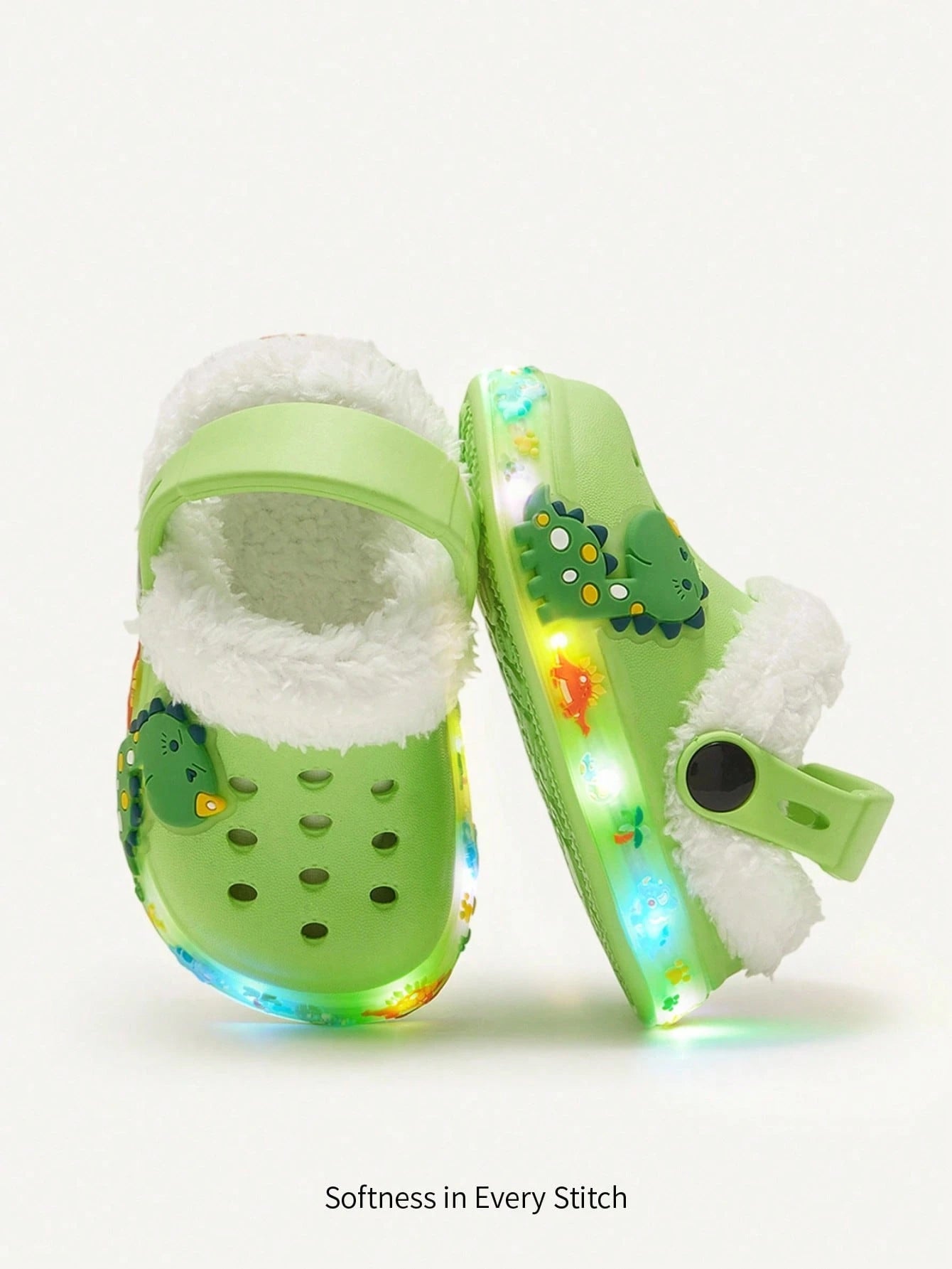 Warm Green Dinosaur Cartoon Cute Lightweight Indoor Slippers