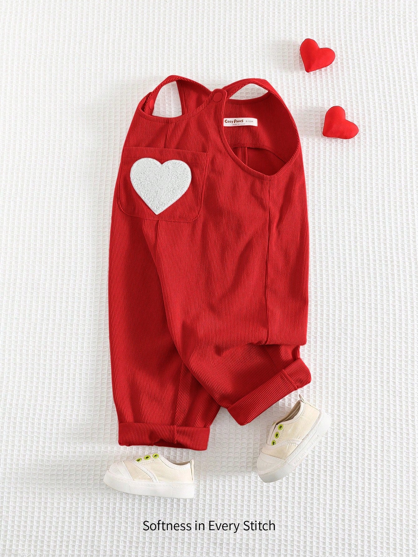 Valentine's Heart Decor Sleeveless Overall Jumpsuit