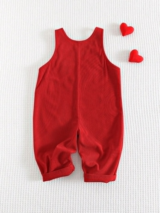Valentine's Heart Decor Sleeveless Overall Jumpsuit