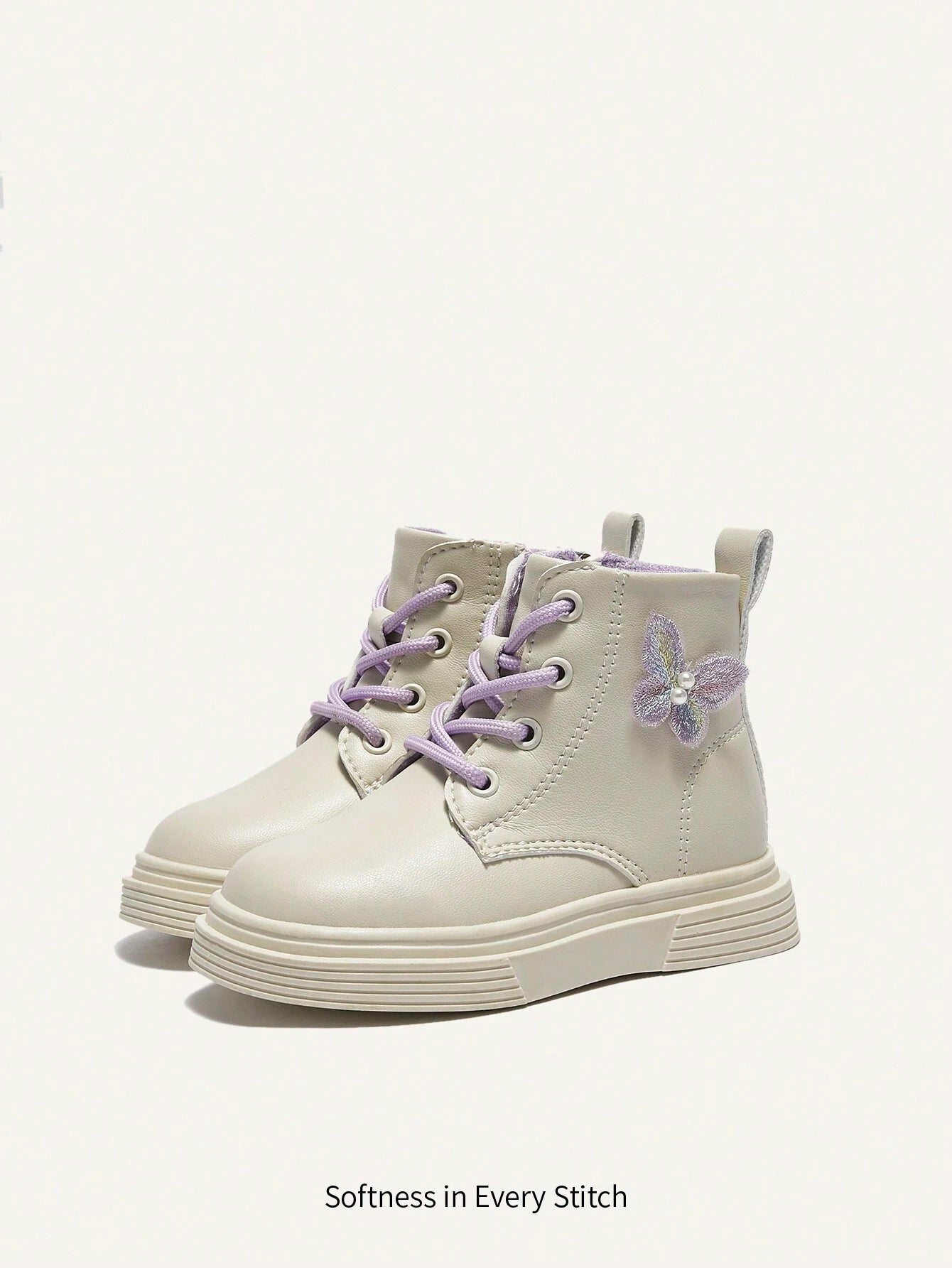 Cozy Pixies Warm Thermal Lined Fashion Casual Heart Print Princess Flat Ankle Boots