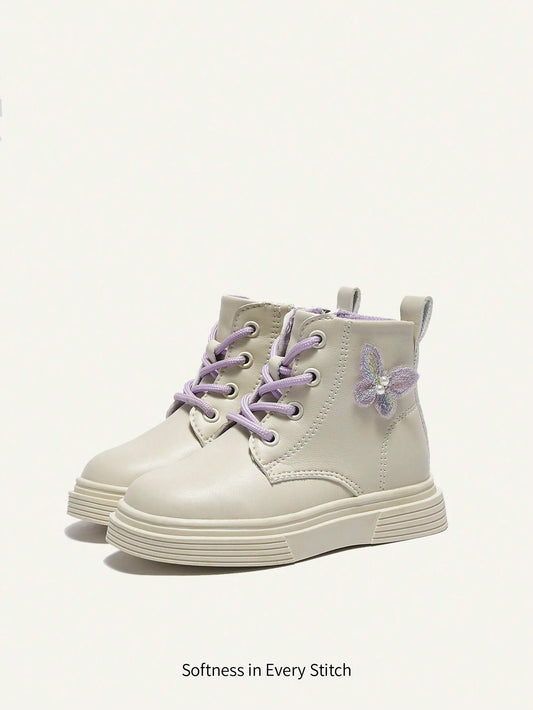 Cozy Pixies Warm Thermal Lined Fashion Casual Heart Print Princess Flat Ankle Boots