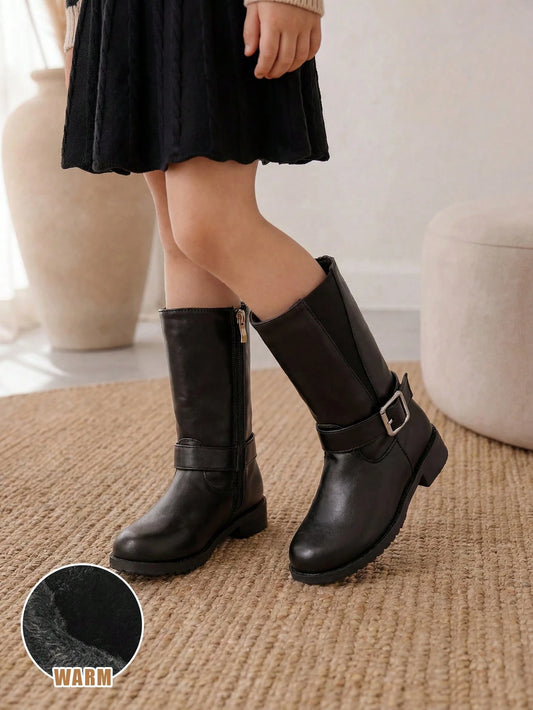 Velvet Warm Winter Buttons Little Girl Boots
