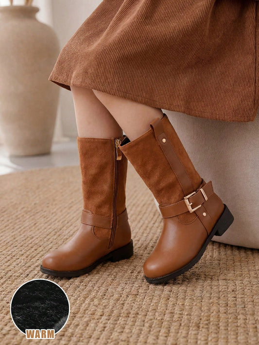 Pastoral Girl Brown Fleece Warm Winter Boots