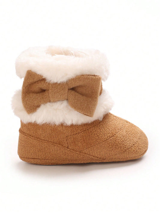 Cute Bow Infant Boots, Plush Comfortable Warm WinterInfanty Snow Boots