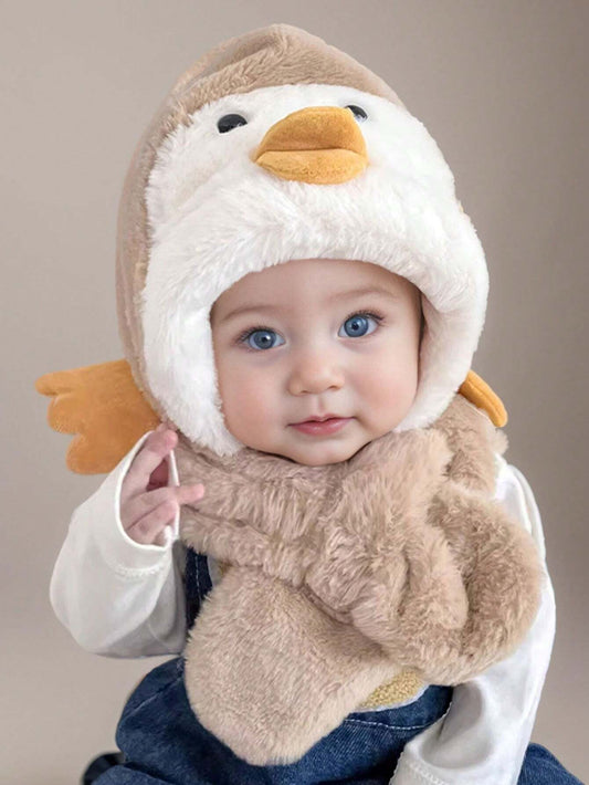 Cute Children's Knitted Hat With Duck Design One-Size