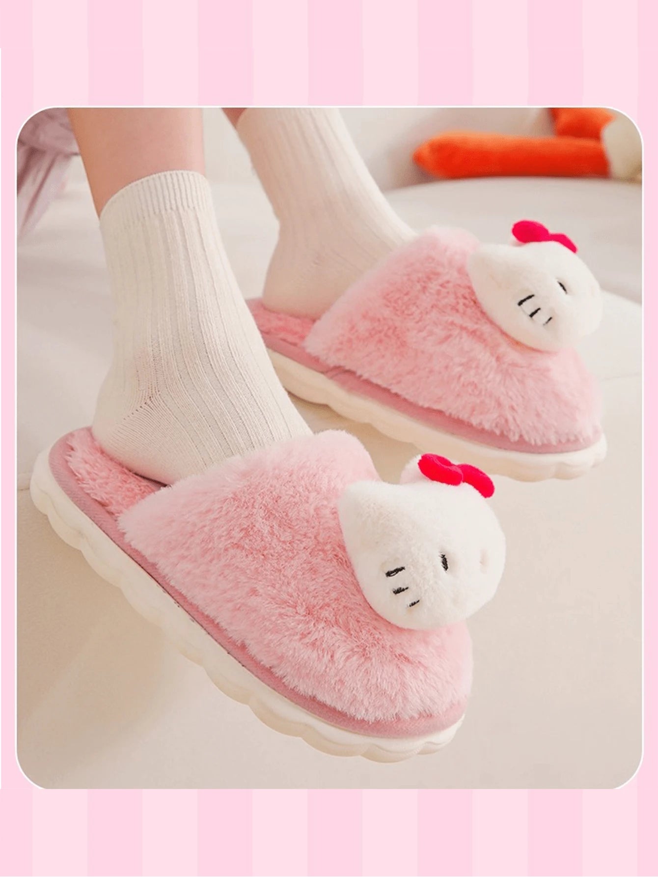 Sanrio Kuromi Plush Slippers-Gradient Velvet Design With 3D Cartoon Character