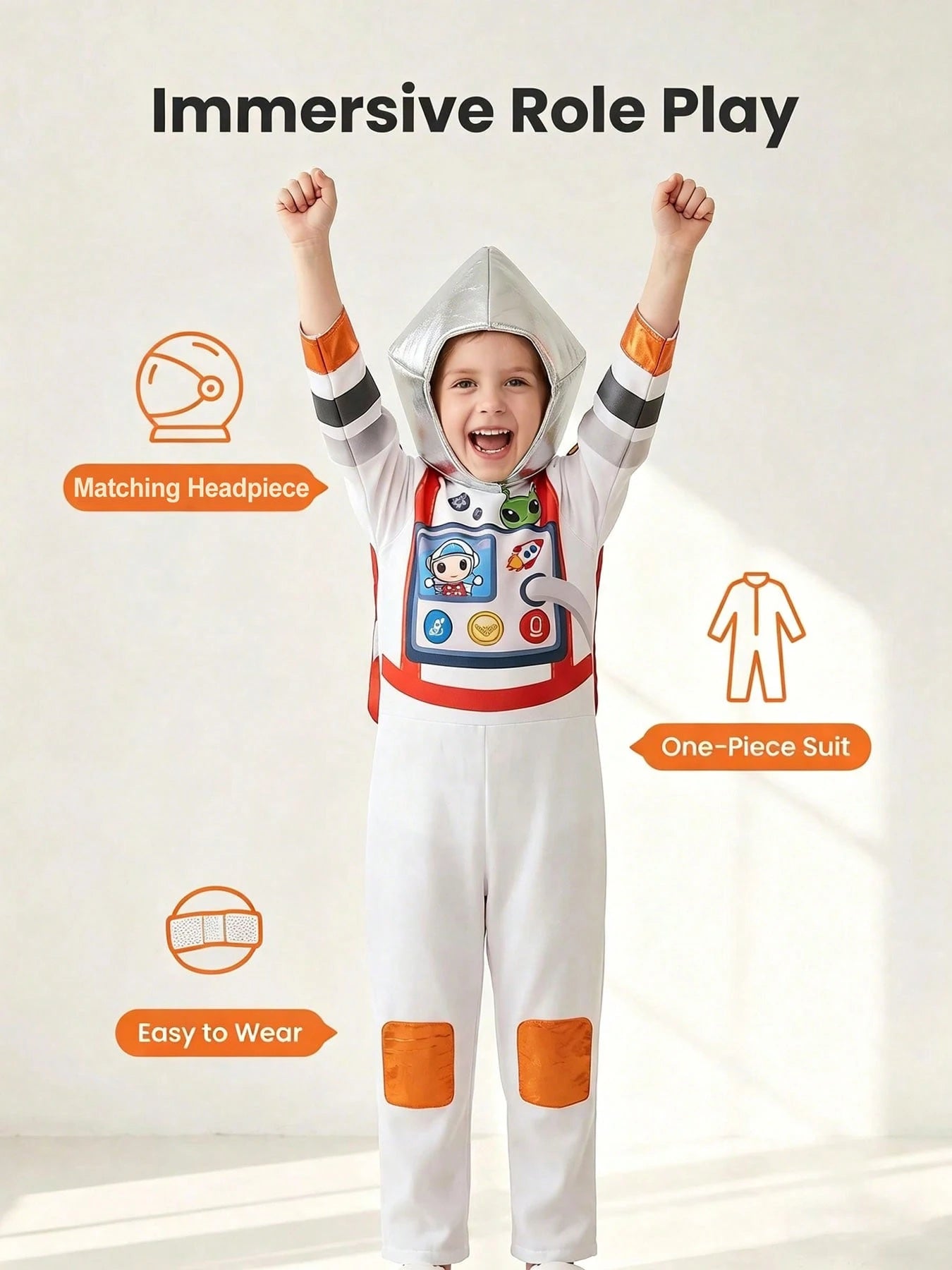 Cute Kids Astronaut Costume, Boy Girl Space Cosplay Outfit