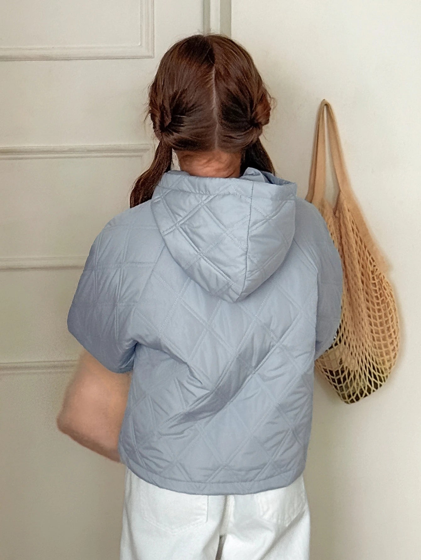 Big Tween Girl' Loose Blue Quilted Cotton Padded Coat