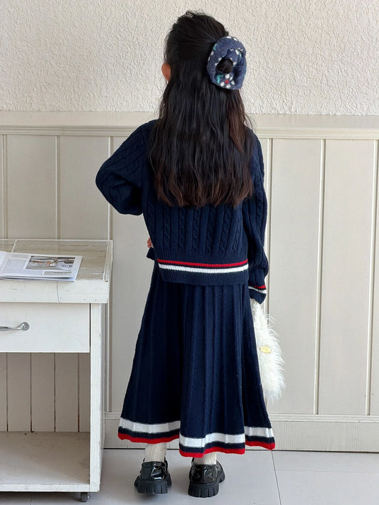 Tween Girls Sweater Set Cardigan And Dress