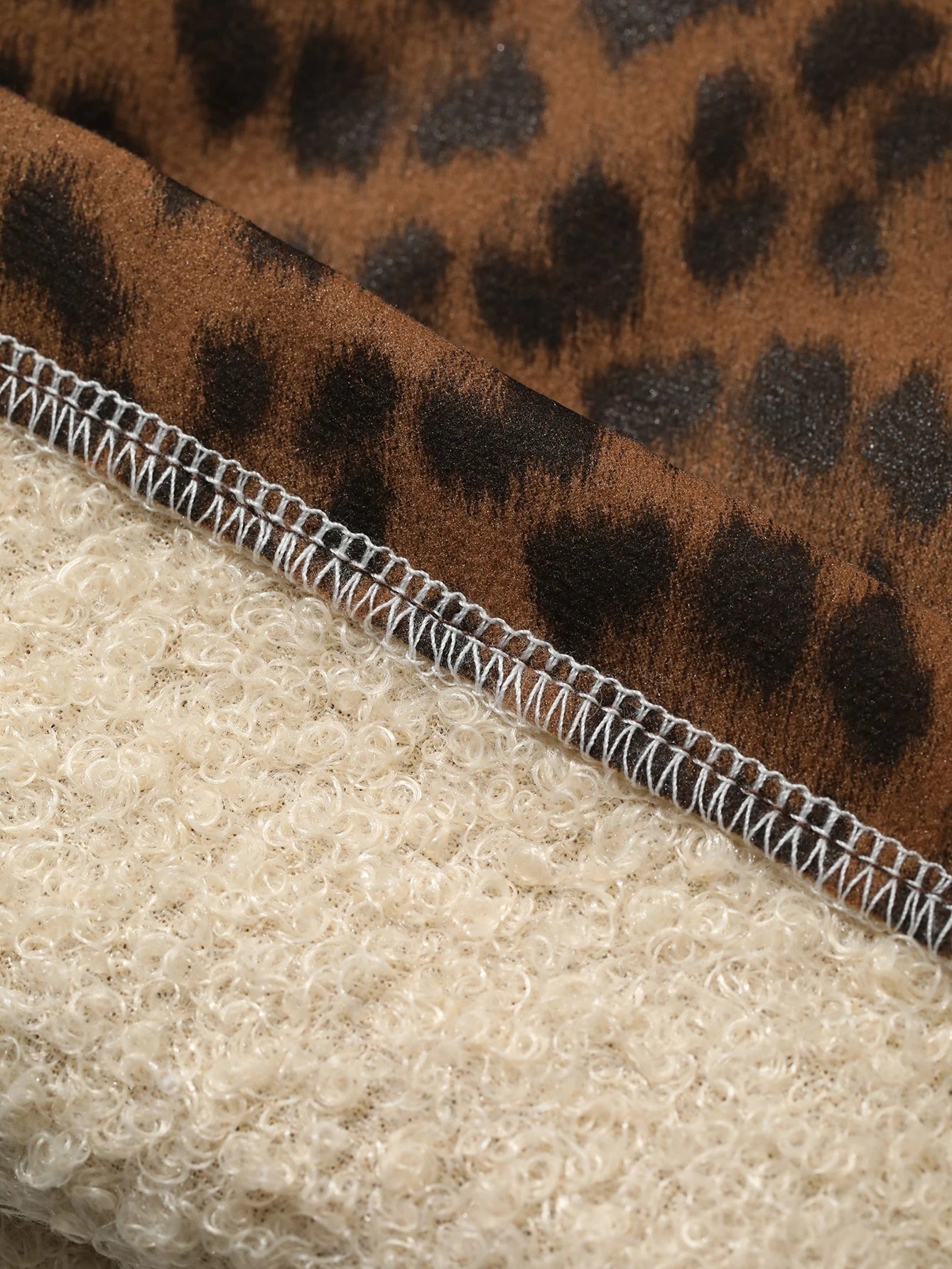 Leopard Print Loose Stand Collar Jacket Top Straight Leg Pants