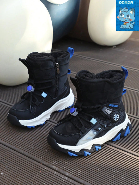 DDXDR Boys Snow Boots Waterproof Anti-Slip Winter Boots Blue