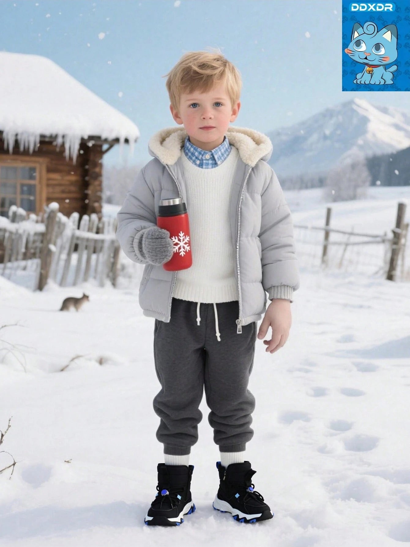 DDXDR Boys Snow Boots Waterproof Anti-Slip Winter Boots