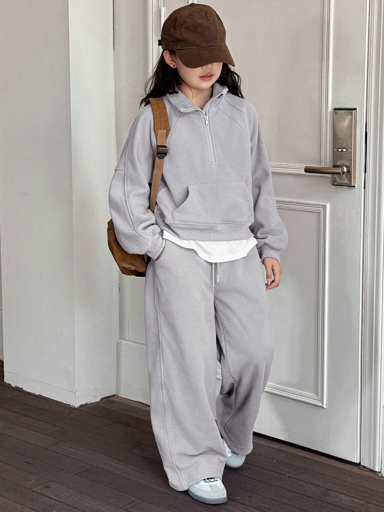 Dazy Kids Girls Plus Size Knitted Fleece Sweatshirt Set