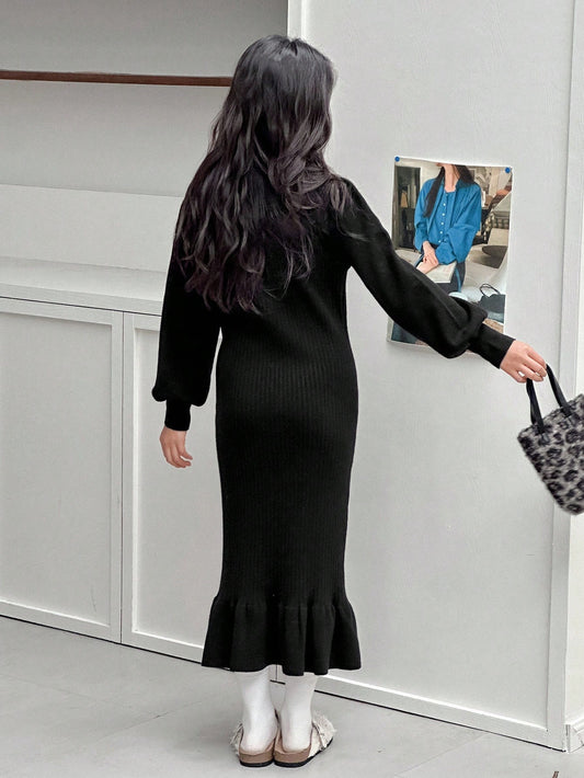 Dazy Kids Plus Size Girls Knitted Sweater Dress