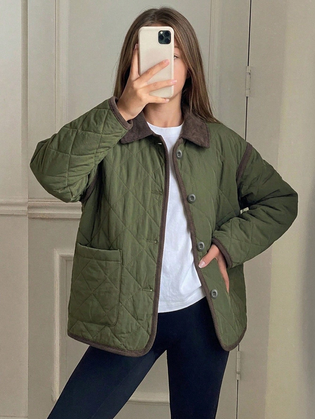 Color Block Single-Breasted Casual Daily Winter Travel Padded Coat