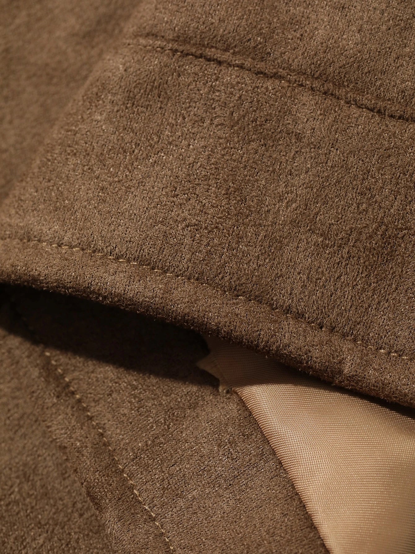 Brown Loose Zip-Up Autumn/Winter Thick Suede Fleece Long Sleeve Jacket
