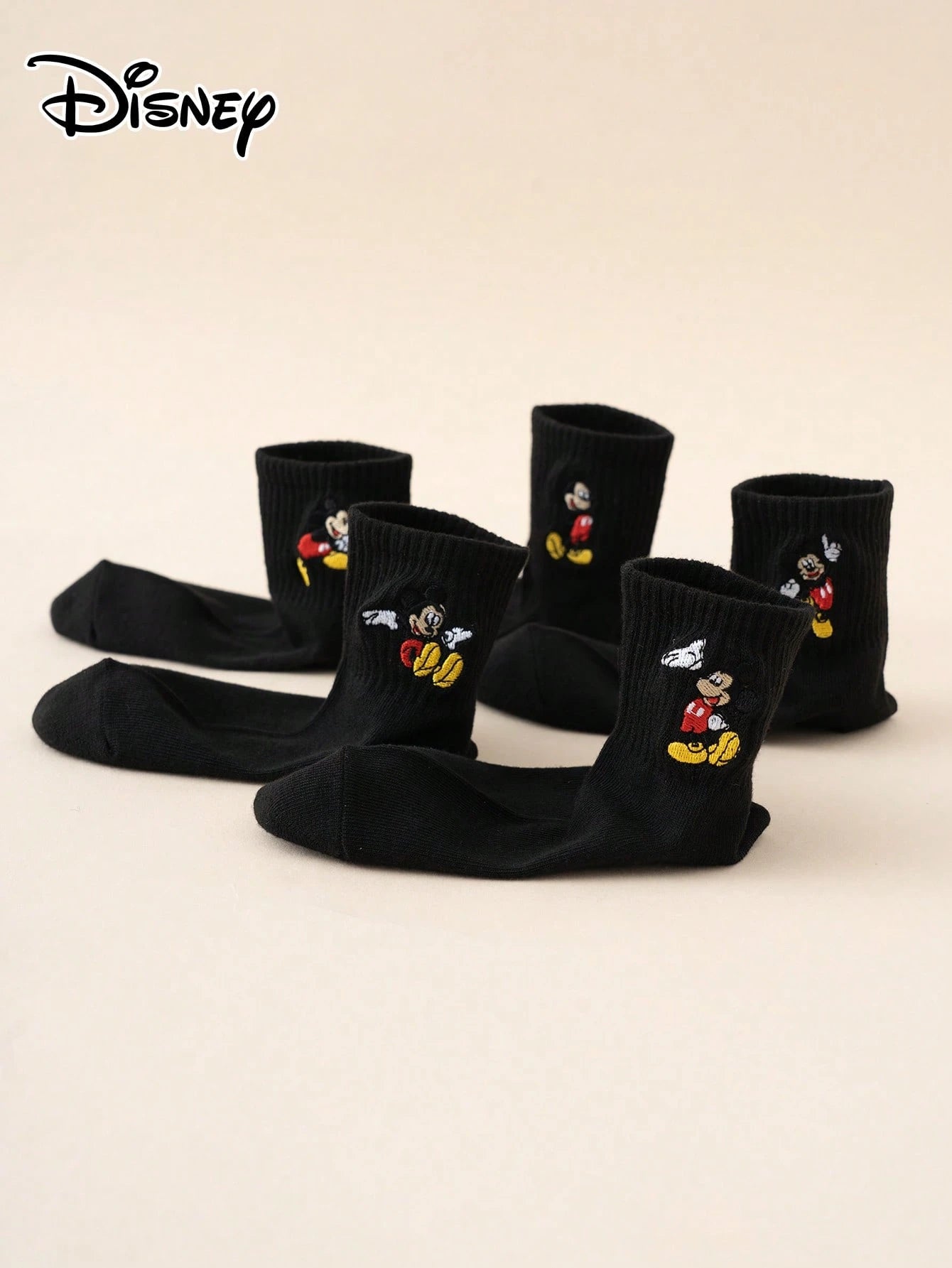 Disney 5 Pairs Of Interesting And Personalized Cartoon-Style Cute Embroidered Sock