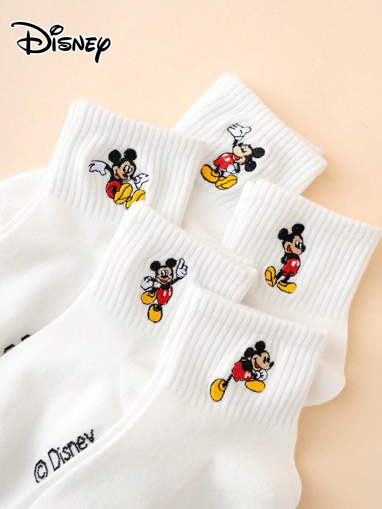 Disney 5 Pairs Of Interesting And Personalized Cartoon-Style Cute Embroidered Sock