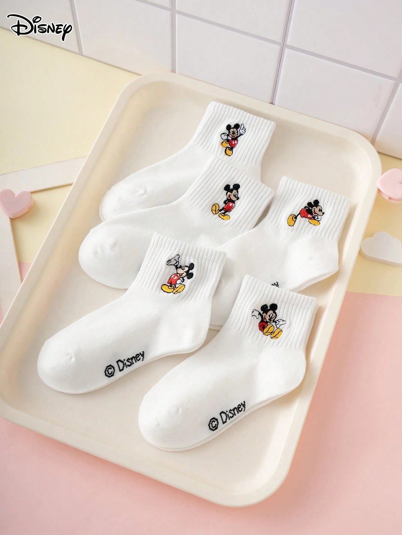 Disney 5 Pairs Of Interesting And Personalized Cartoon-Style Cute Embroidered Sock