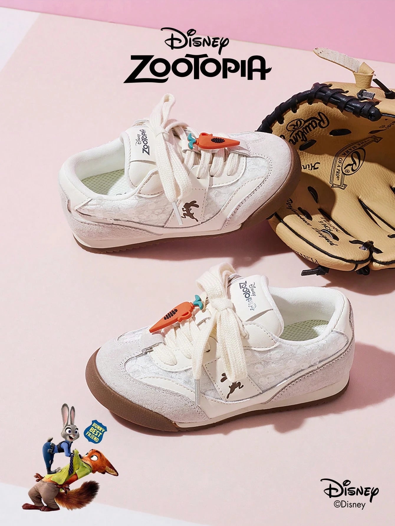 Genuine Co Branded Zootopia2 Children's Sports Shoes Beige