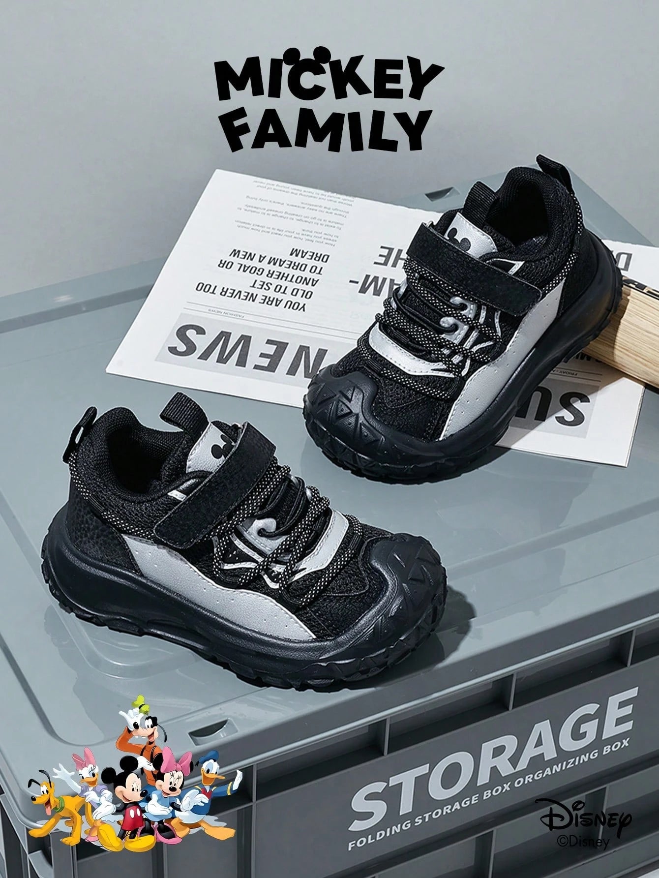 A Pair Of Disney Official Mickey Family Children's Sports Shoes Black