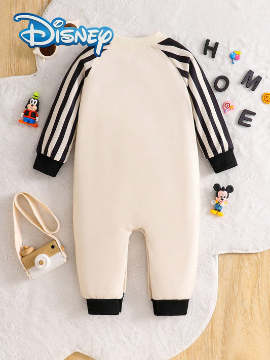 Mickey 4-Grid Print Button-Up Jumpsuit
