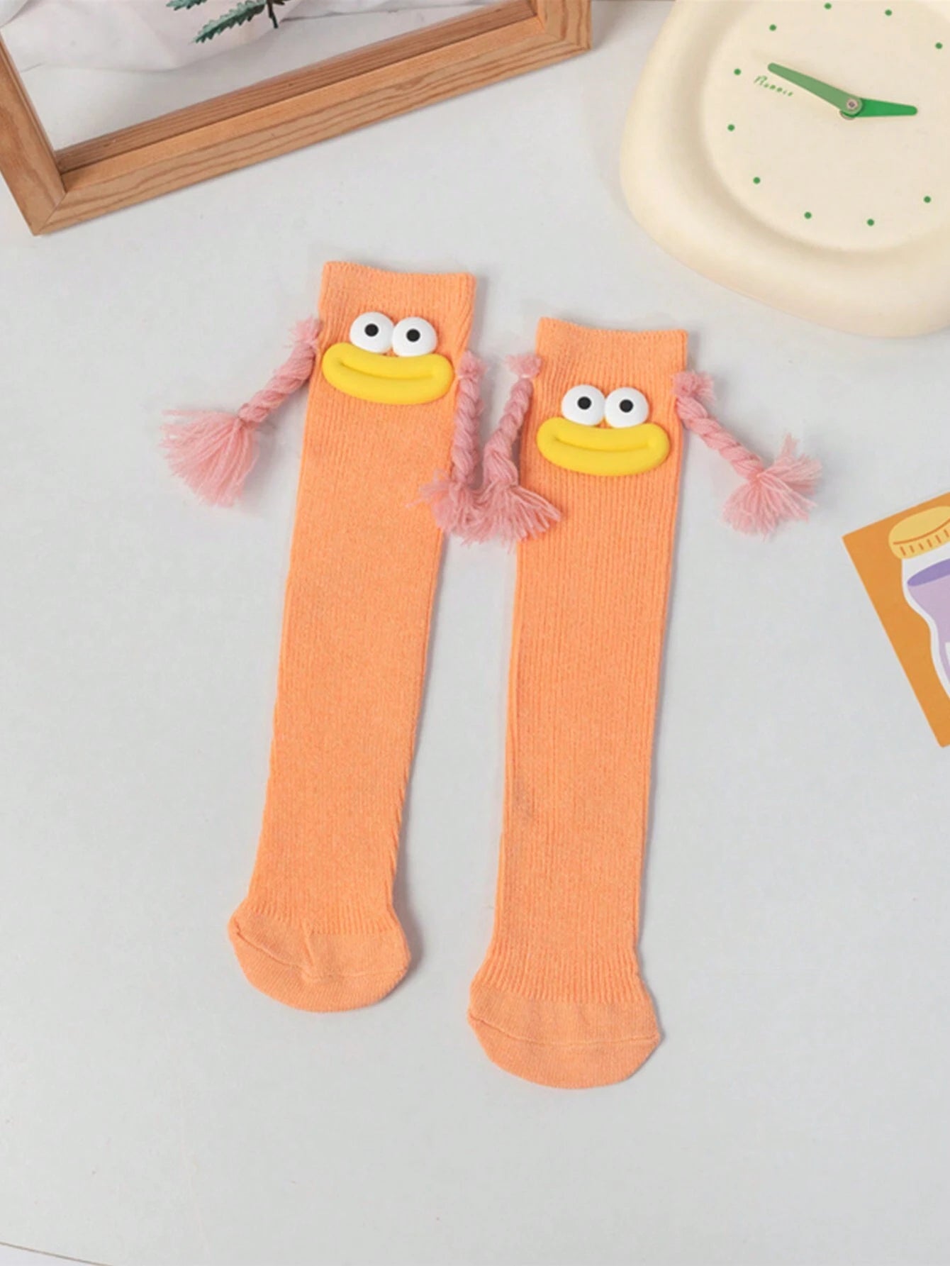 Dopamine Ribbon Sausage Mouth Long Socks Orange 2Y-12Y