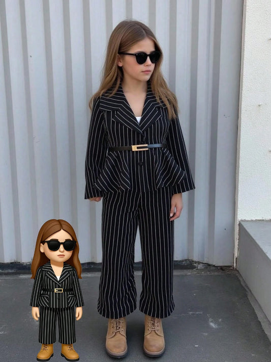 Young Girls Outfit, Long Sleeve Top And Wide Leg Pants Set