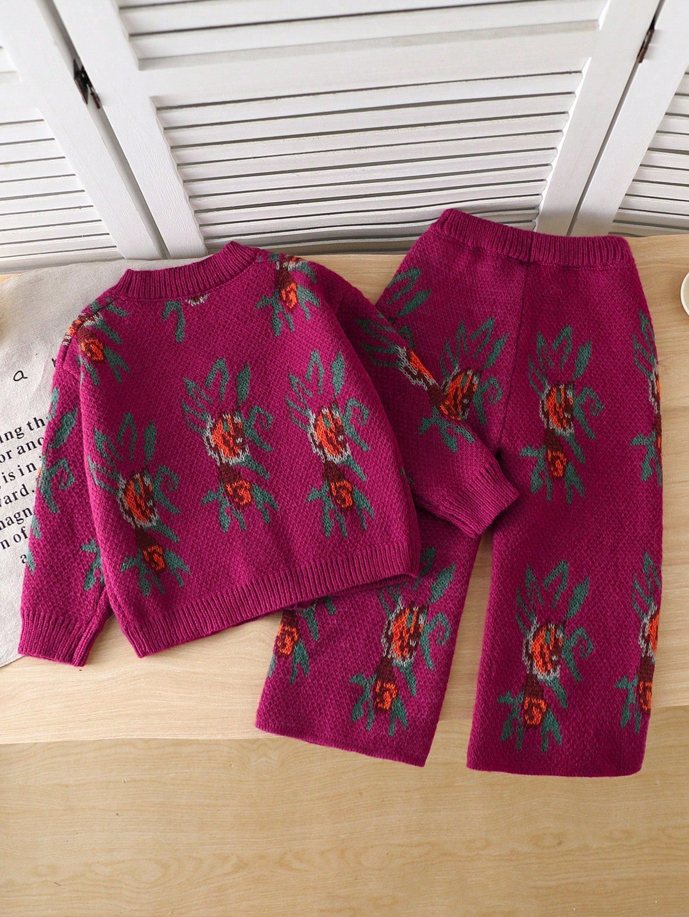 kids Young Girl's Pink Autumn School Knit Sweater Set